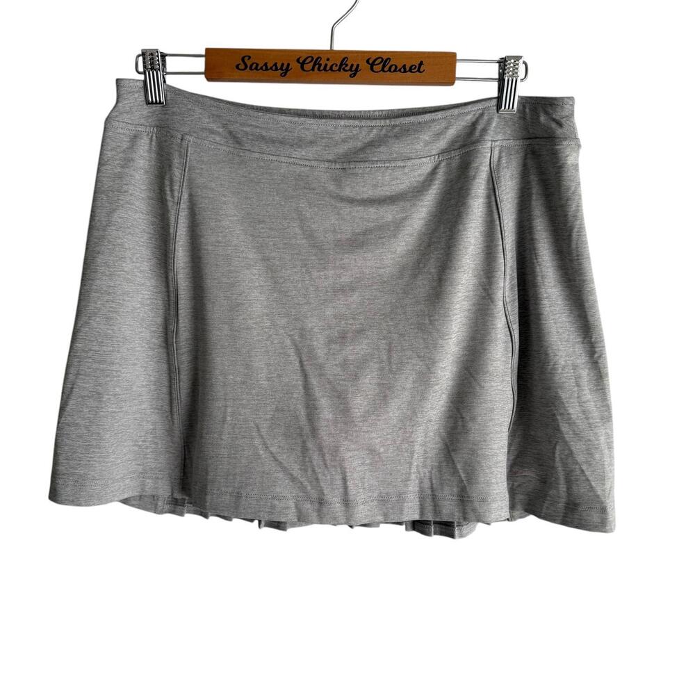 SLAZENGER Solid Gray Pleated Athletic Ladies Golf Tennis Skirt, L